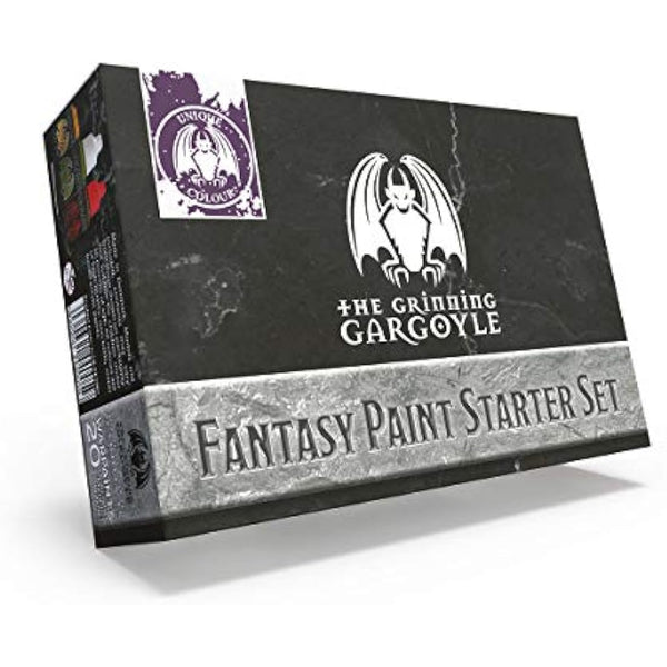 Grinning Gargoyle Fantasy Miniature Paint Set - 20x Miniature Paints including Brush - Starter Set for Tabletop Figures & DnD