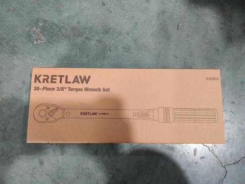 KRETLAW 3/8" Torque Wrench Set 30PCs, 5-60 Nm Drive Click Torque Wrench (72 Teeth ±3% Accuracy) with Extensions, Sockets, Adapter for Bike and Motorcycle Car Truck Maintenance