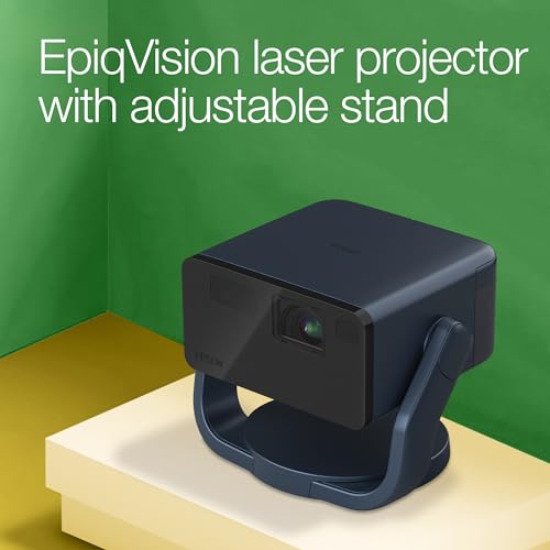 Epson EF-22N Mini Smart 3LCD Projector with Pan & Tilt Stand, Full HD,1000 Lumens,150 Inch Display with HDR, Google TV, Dolby Atmos Sound, Gaming & Home Cinema Laser Projector - Metallic Midnight Blue