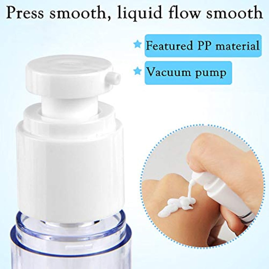 Alledomain 6Pcs Airless Pump Bottle | Refillable Empty Clear Travel Lotion Pump Containers/Vacuum Press Pump Bottles for Foundation, Essence, Lotion (30ml)