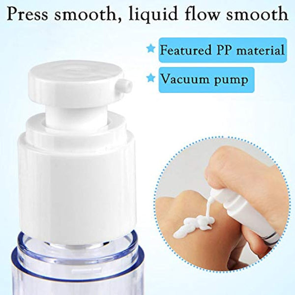 Alledomain 6Pcs Airless Pump Bottle | Refillable Empty Clear Travel Lotion Pump Containers/Vacuum Press Pump Bottles for Foundation, Essence, Lotion (30ml)