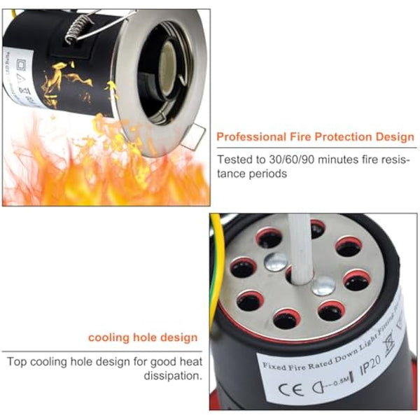 HiBay 4X LED Downlights Fire Rated GU10 Recessed Spotlights Ceiling Lights IP20 Down Light Indoor Brushed Chrome 240V