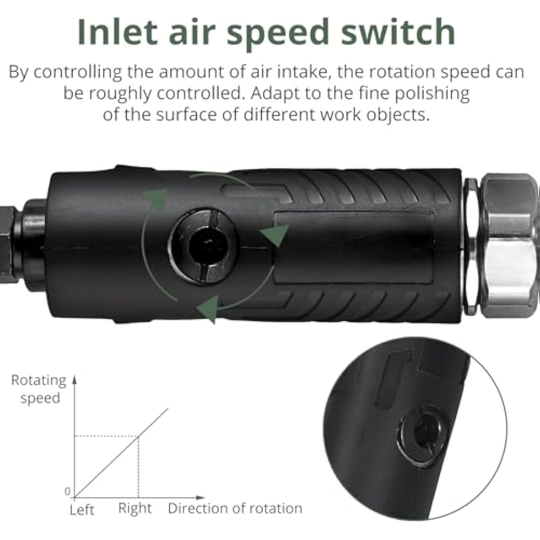 EYPINS Roloc Pneumatic Angle Grinder 1/4" 90psi (6.35 Bar) 20,000 RPM with 4 Different Discs 2 Chucks 3mm/6mm for Preparing Surfaces for Soldering, Polishing and Grinding Bodywork Lustre