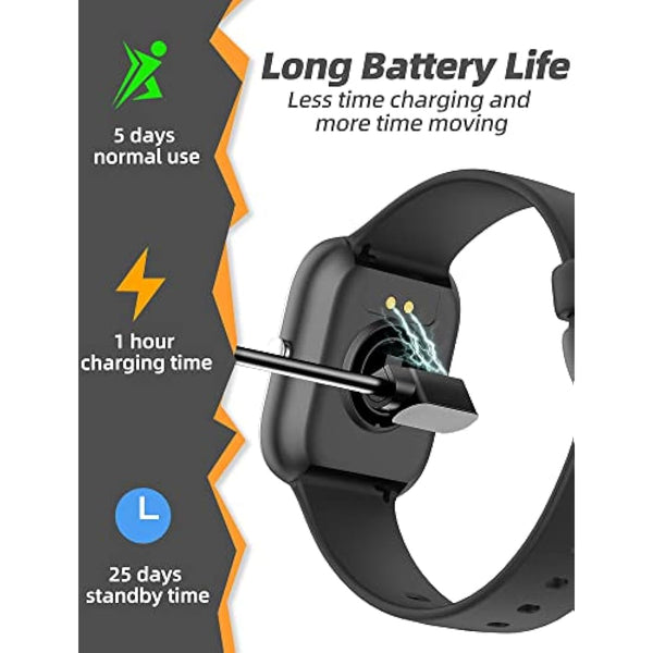 Slothcloud Kids Smart Watch for Boys Girls,IP68 Waterproof Fitness Activity Tracker Watch,Heart Rate Sleep Monitor,8 Sport Modes,Pedometers,Calories Counter,Alarm Clock,Kids Gifts Teens 5+ (Black)