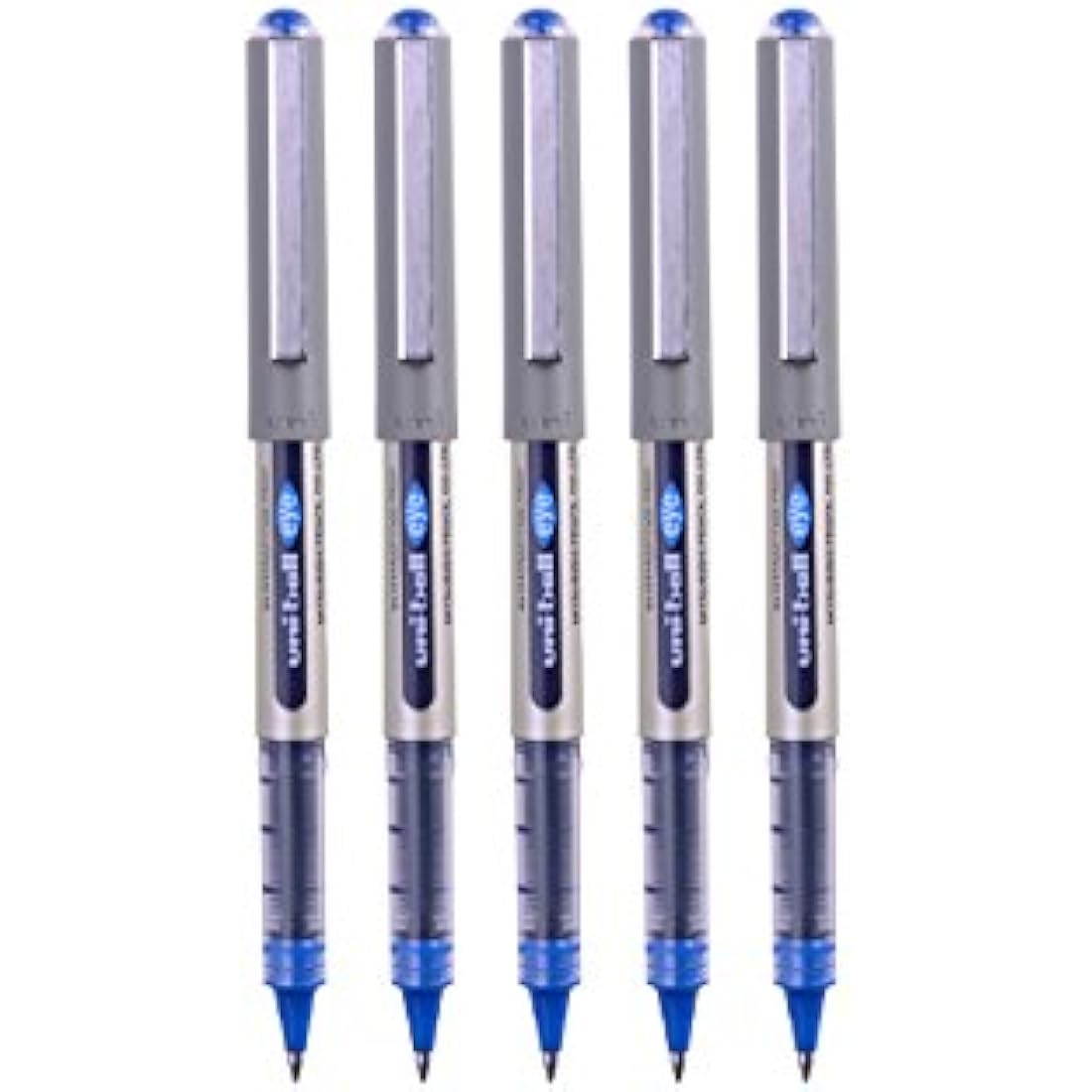 uni-ball UB-157 Eye Rollerball Pens. Premium Fine 0.7mm Ballpoint Tip for Super Smooth Handwriting, Drawing, Art, Crafts and Colouring. Fade and Water Resistant Liquid Uni Super Ink. Pack of 5 Blue