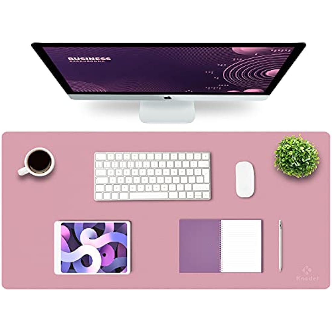 K KNODEL Large Office Leather Desk Mat, Mouse and Keyboard Pad, Computer and Laptop Mat, Desktop Protector and Cover, Writing Pad and Blotter (90x43cm, Purple)