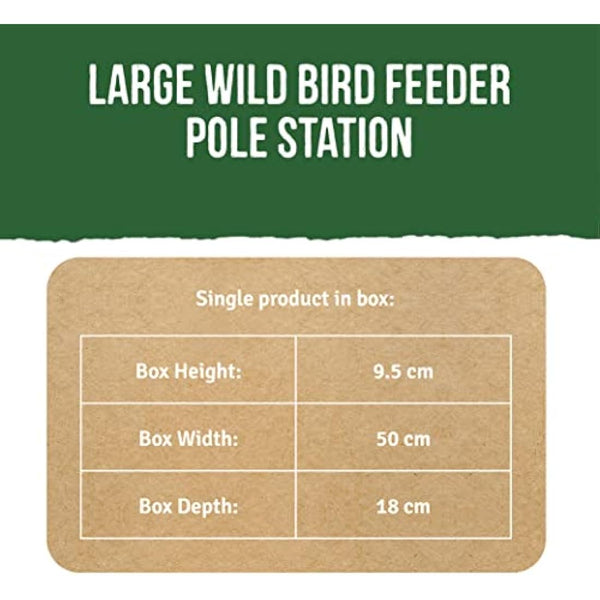 Feeding Station, Heavy Duty Bird Feeding Station with Three Hooks for Hanging Feeders, Easy to Assemble, Great for Any Garden or Outdoor Area - Honeyfield's (188x47cm), Black