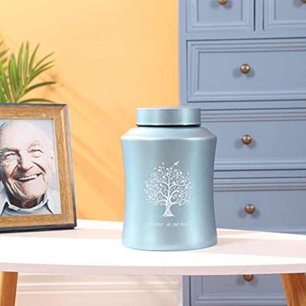 Adult Cremation Urn for Human Ashes - Medium Size for Dad or Mom - Funeral Urn (Blue)