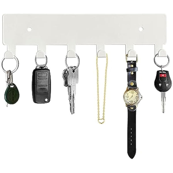 GTK Key Holder for Wall, Key Hooks with 6 Hooks, Wall Mounted Key Holder for Hallway, Self Adhesive Key Rack(White)