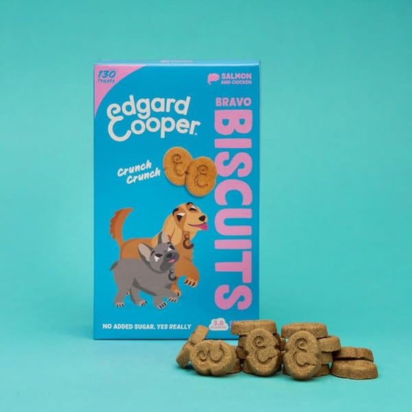 Edgard Cooper Natural Dog Treats - Salmon and Chicken Bravo Biscuits - (7 x 400g box), Grain Free, High in Protein & fresh meat, full of essential amino acids for healthy insides