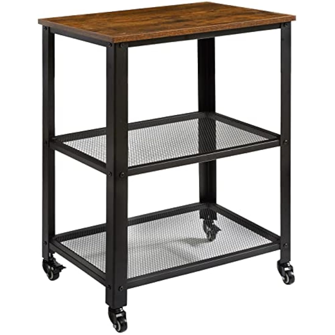 IBUYKE Serving Cart Trolley 60x40x81cm, Industrial Kitchen 3 Levels Shelves, Rolling Utility Cart with 4 Wheels, Heavy Duty Storage Organiser for Kitchen living room TMJ011H
