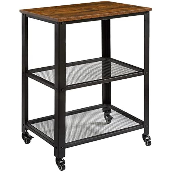 IBUYKE Serving Cart Trolley 60x40x81cm, Industrial Kitchen 3 Levels Shelves, Rolling Utility Cart with 4 Wheels, Heavy Duty Storage Organiser for Kitchen living room TMJ011H