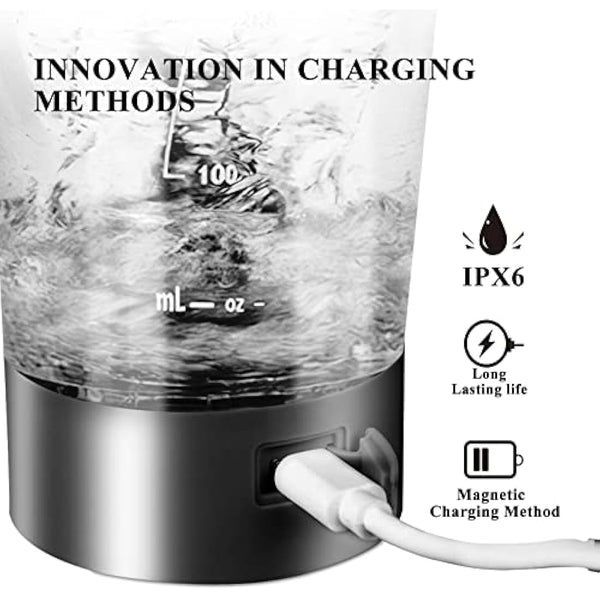 HIYAA Electric Protein Shaker Bottle, 16 oz Rechargeable Vortex Portable Electric Mixer, BPA Free, Shaker Cups for Protein Shakes and Meal Replacement Shakes, Perfect Gym Gift for Men Women, Black