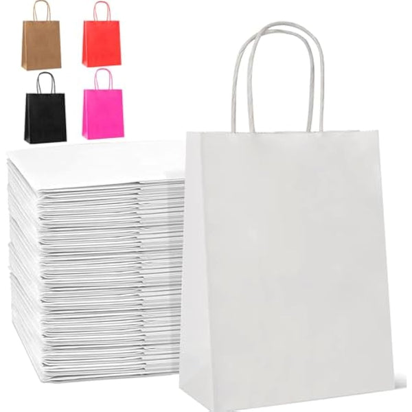 HAUSPROFI 30pcs Kraft Paper Bags for Gifts, Food & Sweets, Strong Carrier Bags with Twisted Handles for Kid Parties, Weddings, Thicken 130gsm