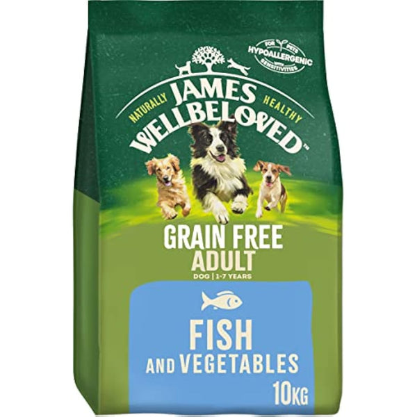 James Wellbeloved Grain Free Adult Fish and Vegetables 10 kg Bag, Hypoallergenic Dry Dog Food