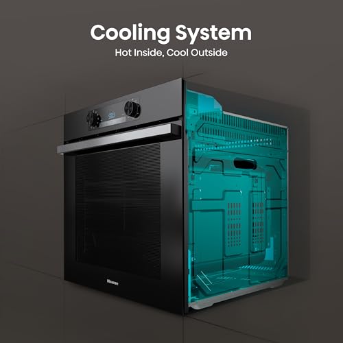 Hisense BI64211PB 77 Litre Built In Electric Single Oven With Pyrolytic Cleaning, Pizza Mode, Multiphase Cooking- Black 22x23x23 inches (LxWxH) - A+ Rated, Extra Large