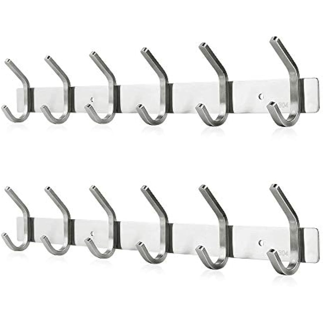 Dripex Coat Hook Rack Wall Mounted 304 Stainless Steel Hanger Heavy Duty Clothes Hat Holder (6 Hooks - 2 Pack)