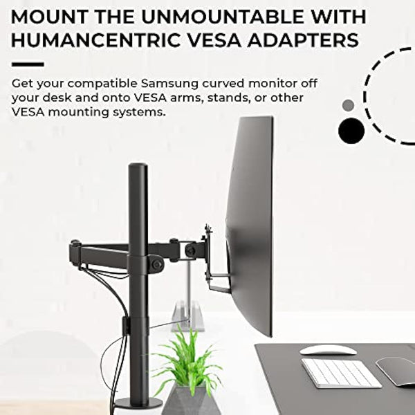 HumanCentric VESA Mount Adapter Compatible with Samsung Curved Monitors U32R590, U32R590C, U32R592, and U32R591, Adapter Bracket for VESA Stand, Arm or Desk Mount with 75x75 or 100x100mm Pattern