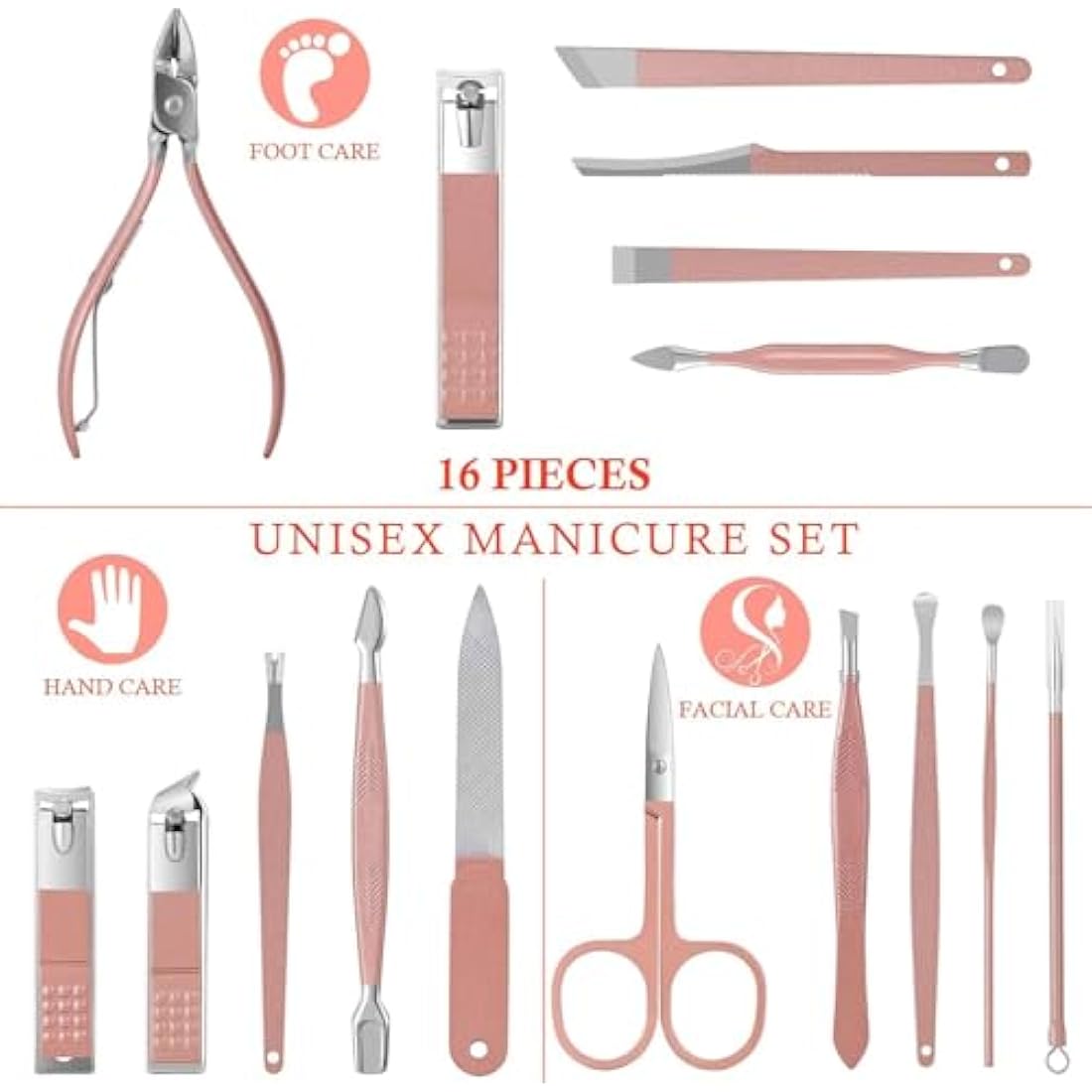 Manicure Set Glamour Gaze Manicure Pedicure Kit Nail Clippers 16 in 1 Professional Stainless Steel Cuticle trimmer Grooming Kit for Men Women with Storage Travel Case