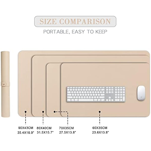Desk Pad Large, DOBAOJIA Desk Mat, Laptop Mat, Writing Pad, Desk Blotter, Extended Mouse Mat, Large Mouse Pad for Office/Home, PU Leather Waterproof +Suede Non-Slip 27.5" X 13.8 (Beige)