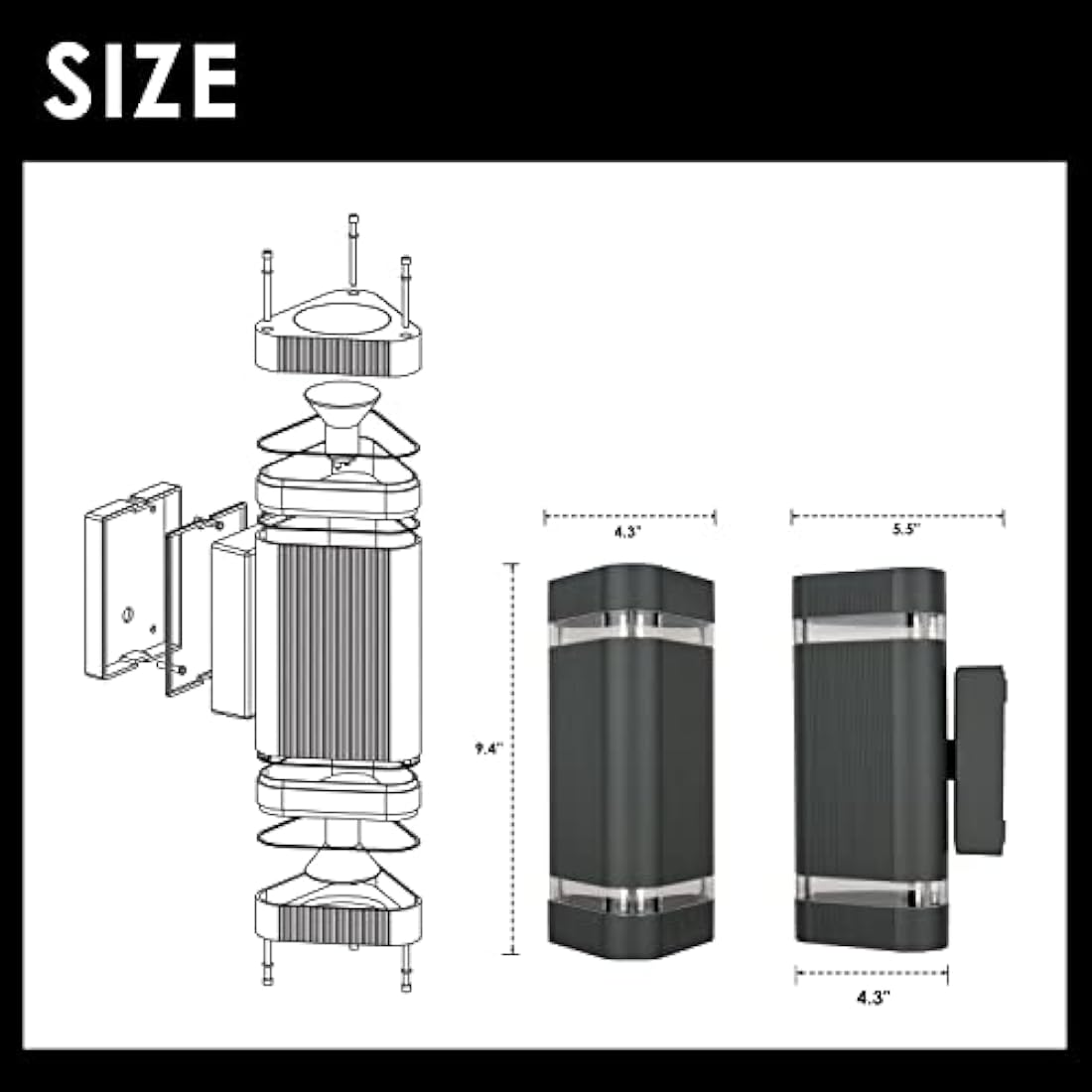 CELAVY Outside Wall Lights, Up and Down Outdoor Wall Lights Mains Powered, IP65 Waterproof Front Door Porch Light Lamp Modern 3000K Aluminium, External LED Lighting Wall Mounted for House, Grey