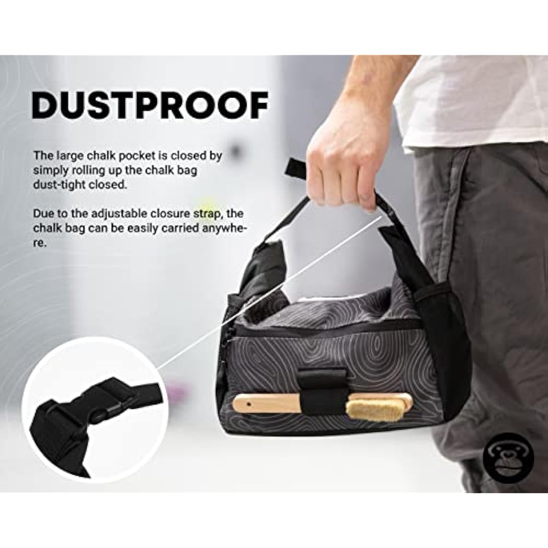 APE13® Chalkbag Boulder Set Consisting of Chalk Bag, Boulder Brush, Chalk (as Set & Single) - Perfect Bouldering Gift and Enough Space for Boulder Accessories