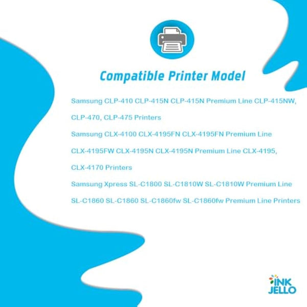 Inkjello Compatible Toner Cartridge Replacement for Samsung CLP-415N CLP-415NW CLX-4195FN CLX-4195FW Xpress SL-C1810W Xpress SL-C1860FW CLT-504S (K/C/M/Y, 4-Pack)