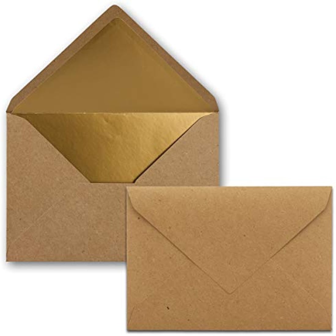 Envelopes DIN C6-114 x 162 mm â€“ 11.4 x 16.2 cm, wet adhesive, gold-silver metallic lining 100 Umschläge Kraftpapier Braun | Gold