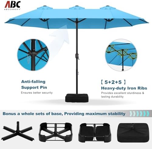 ABCCANOPY 4.5M Double-Sided Aluminum Table Patio Umbrella Garden Large Umbrella,Swimming Pool Colors