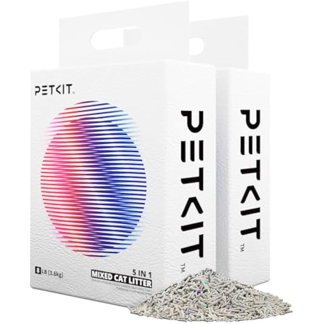 PETKIT Strong Clumping Cat Litters, 5 in 1 Mixed Cat Litter, 14 Litres Unscented Ultra Absorbent and Fast Drying Cat Litter, Flushable Odor Eliminating, Biodegradable, 2 Packs