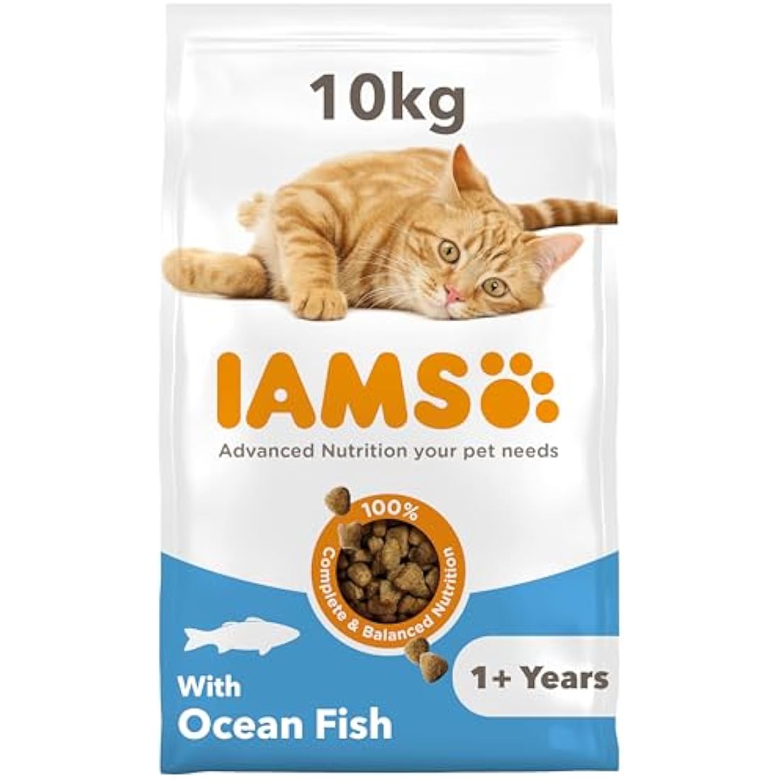 IAMS Adult Complete Dry Cat Food Ocean Fish 10kg - Supports Strong Immune System