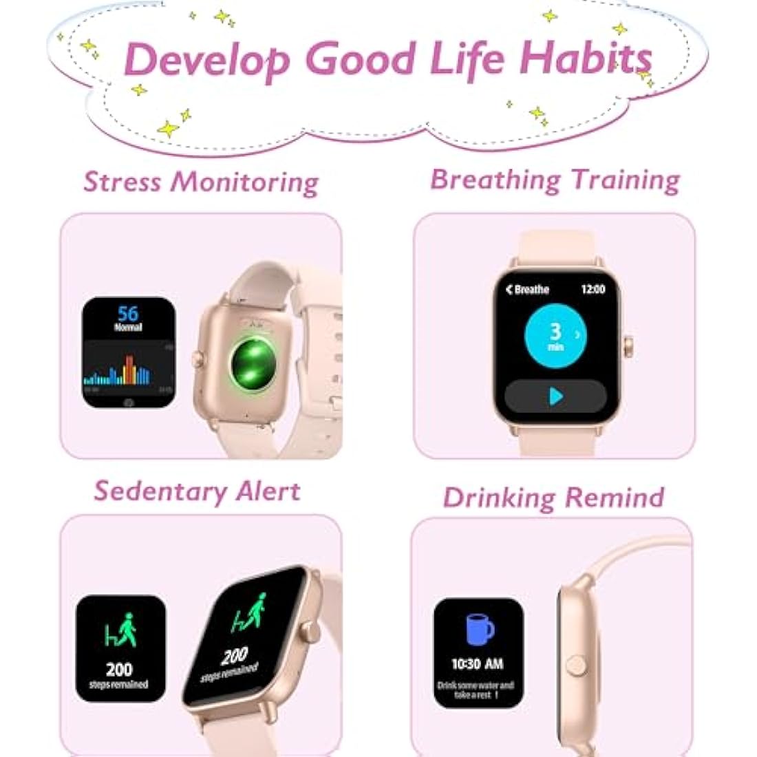 KALINCO Kids Smart Watch for Boys Girls Teens, IP68 Waterproof Swimming Smartwatch, 1.8'' Fitness Activity Tracker Watch with 100 Sports Modes, Make Call/Answer, Connected GPS