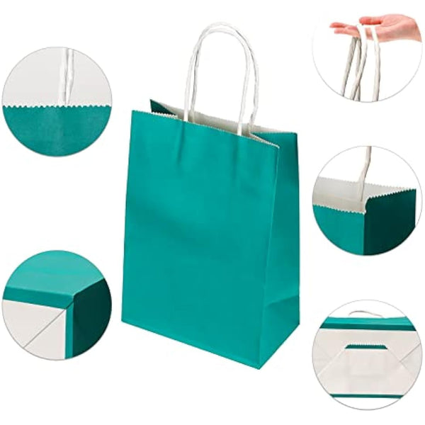 30 Pcs Paper Party Bags 10 Colors Present Bags Kraft Paper Bags with Handles, Party Present Bags Thick Kraft Bags for Kids, Present, Candy, Cookie, Celebrations, Baby Shower, Birthday(21 x 15 x 8 cm)