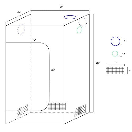 iPower Mylar Hydroponic Water-Resistant Grow Tent with Observation Window and Removable Floor Tray, Tool Bag for Indoor Plant Seedling, Propagation,