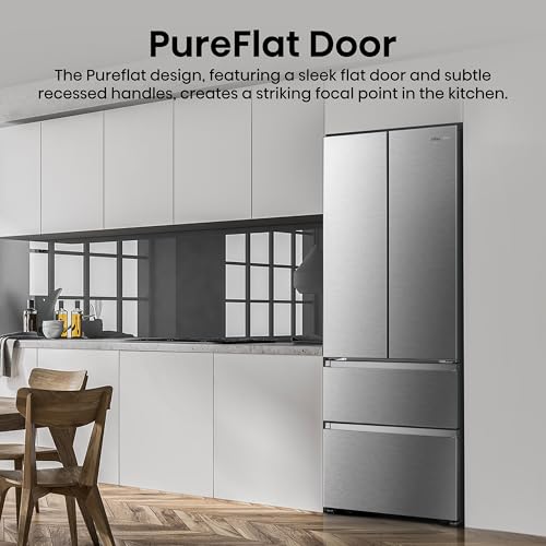 Hisense RF632N4WIE 70cm Freestanding French Door Fridge Freezer Metallic with Water Dispenser & Metal cooling 70 × 200 × 69.4 cm (W×H×D)