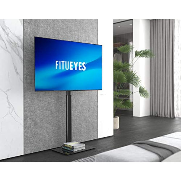 FITUEYES TV Floor Stand for 19-42 Inch TV, Universal Corner TV Stand, Tilt Swivel & Height Adjustable, Tall Black TV Stand Replacement, Max. VESA 200x200mm Holds 35kg