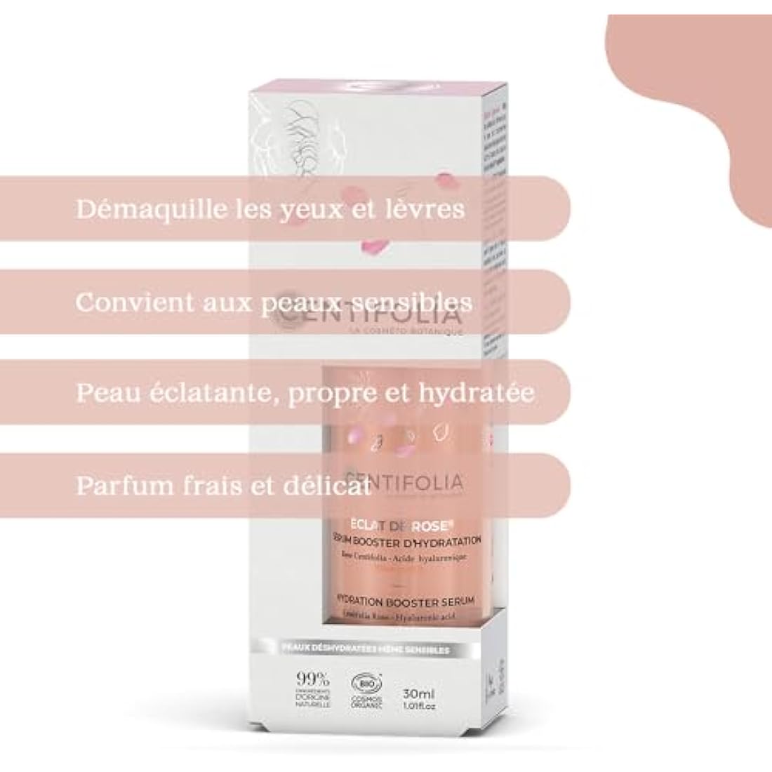Centifolia Éclat de Rose Hydratation Sérum Booster d'Hydratation 30ml Bio Pour Peau Normale, Peau Sèche