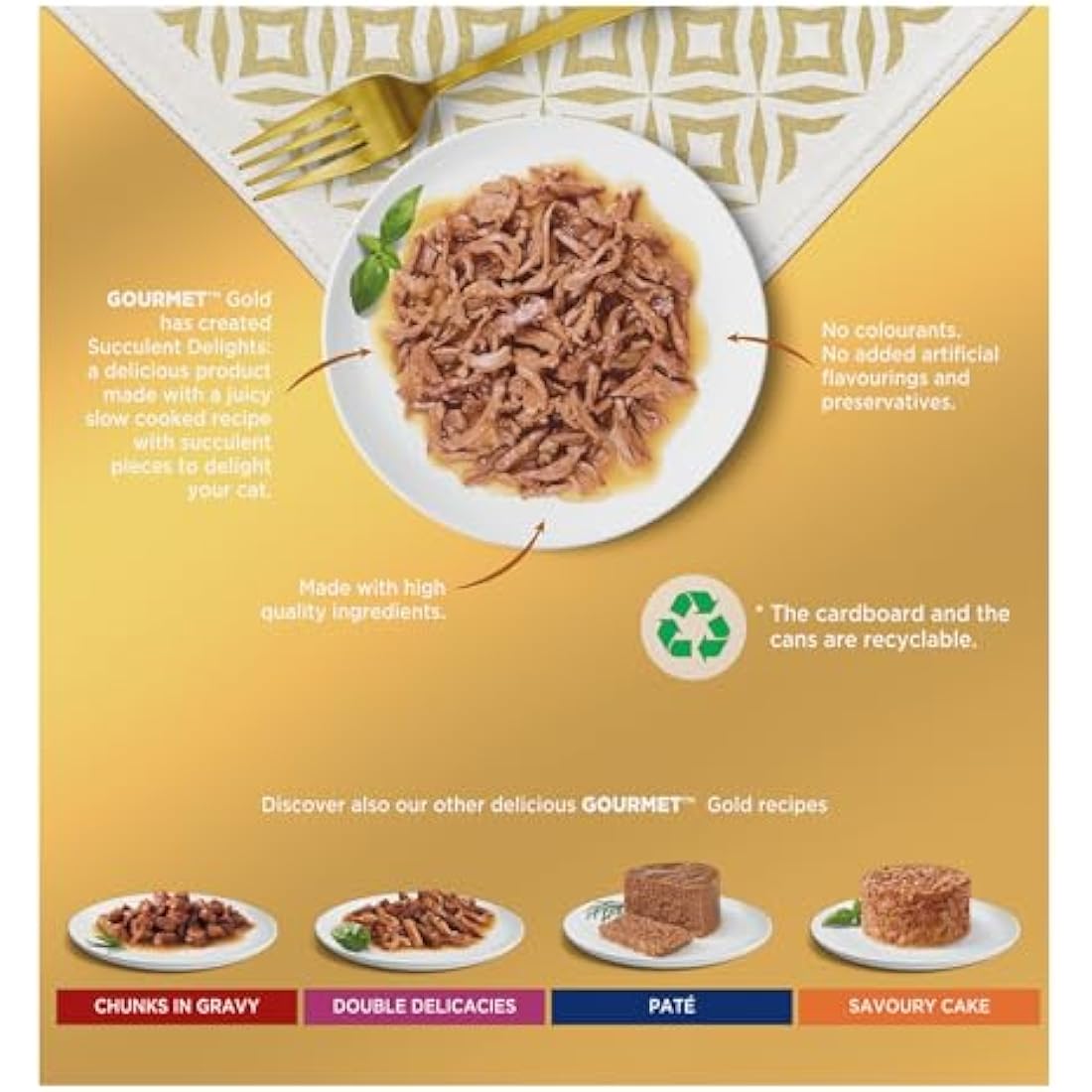GOURMET Gold Succulent Delights Wet Cat Food 8x85g, Pack of 6