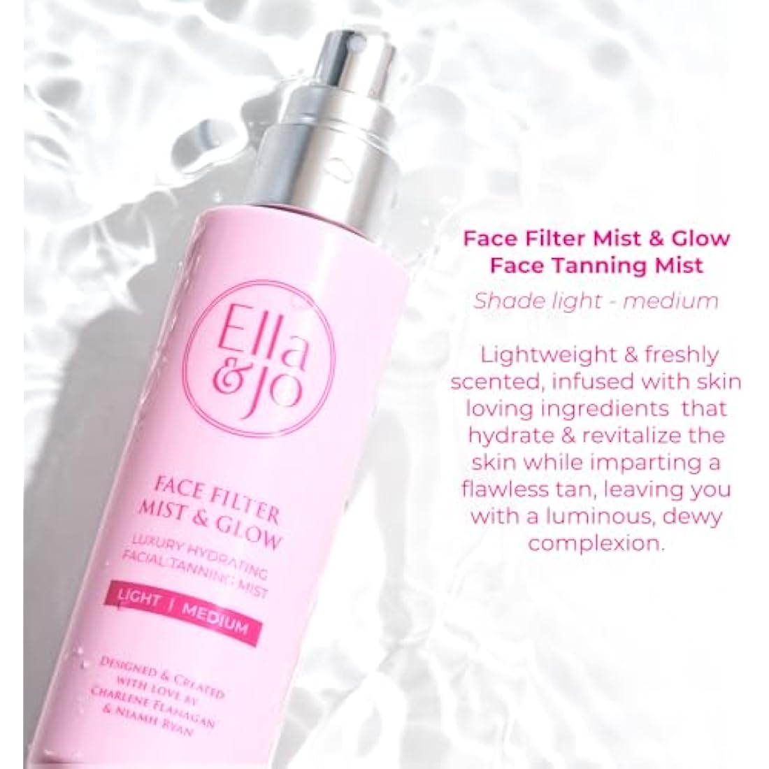 Ella & Jo Tanning Face Mist & Glow - Natural & Even Tan, Hydrating, Lightweight & Freshly Scented (Light Medium)