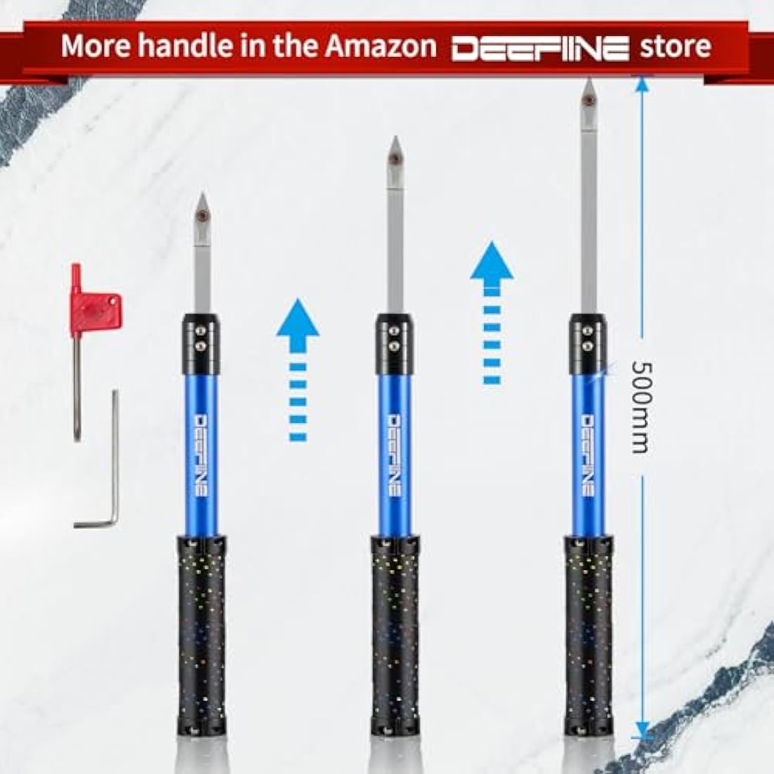 DEEFIINE Carbide Tipped Wood Lathe Turning Tools Set, Lathe Rougher Finisher Swan Neck Hollowing Tools and Interchangeable Soft Grip Handle with Diamond Round Square Carbide Inserts