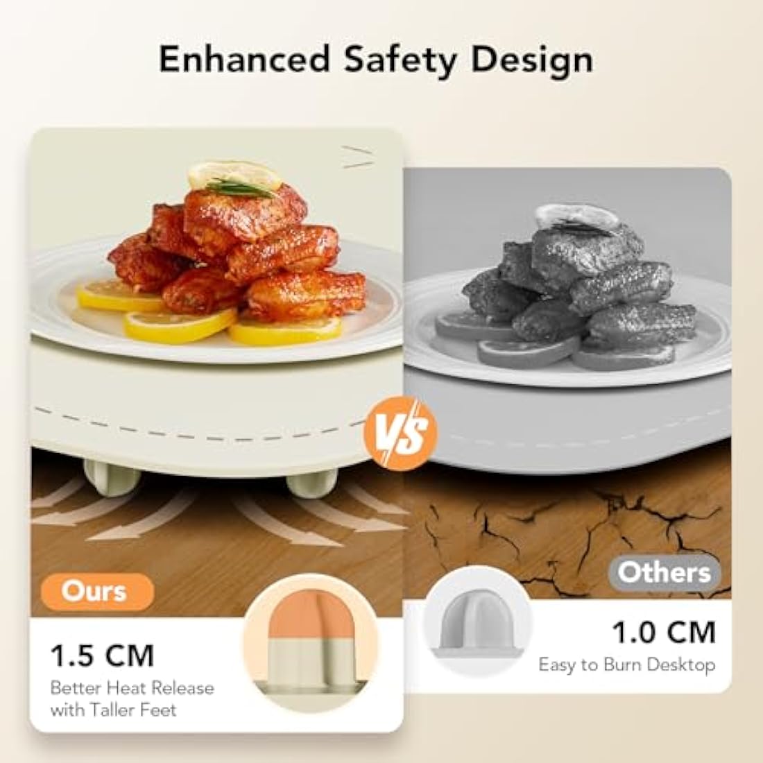 Accwork Electric Food Warmer, Portable Food Warming Tray with 6 Timers, 9 Temperature Settings, Waterproof Silicone Heating Mat for Buffet Party, Home Dinners & Gatherings, 65 x 40 x 1.8cm, Beige