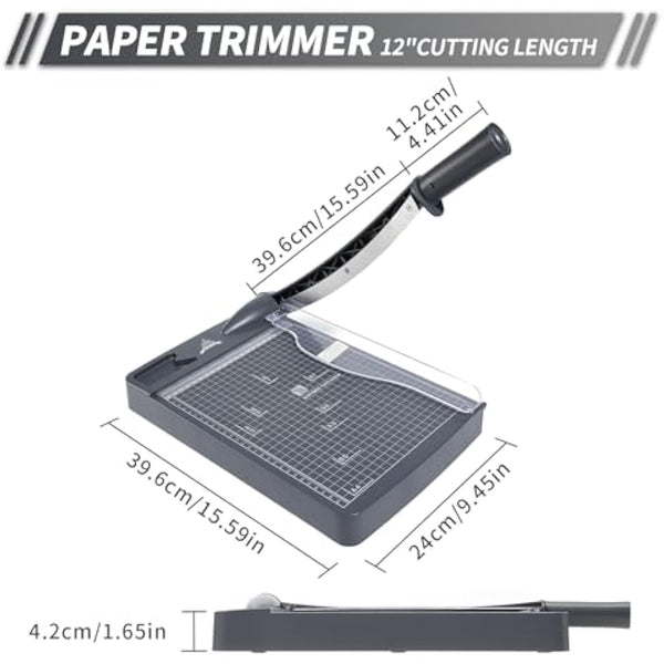JIELISI Guillotine Paper Cutter Cutting Performance up to 12 Sheets,12 Inch Cut Length Heavy Duty Guillotine Paper Trimmer with Safety Guard and Blade Lock