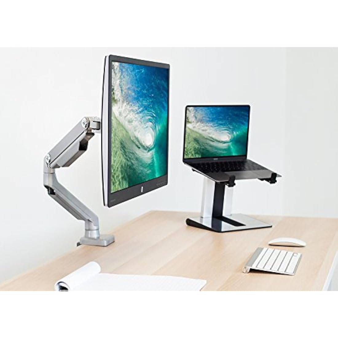 Mount-It! Single Monitor Arm Mount | Desk Stand | Full Motion Height Adjustable Articulating Mechanical Spring Arm | Fits 24 27 29 30 32 Inch VESA Compatible Computer Screen | C-Clamp and Grommet Base