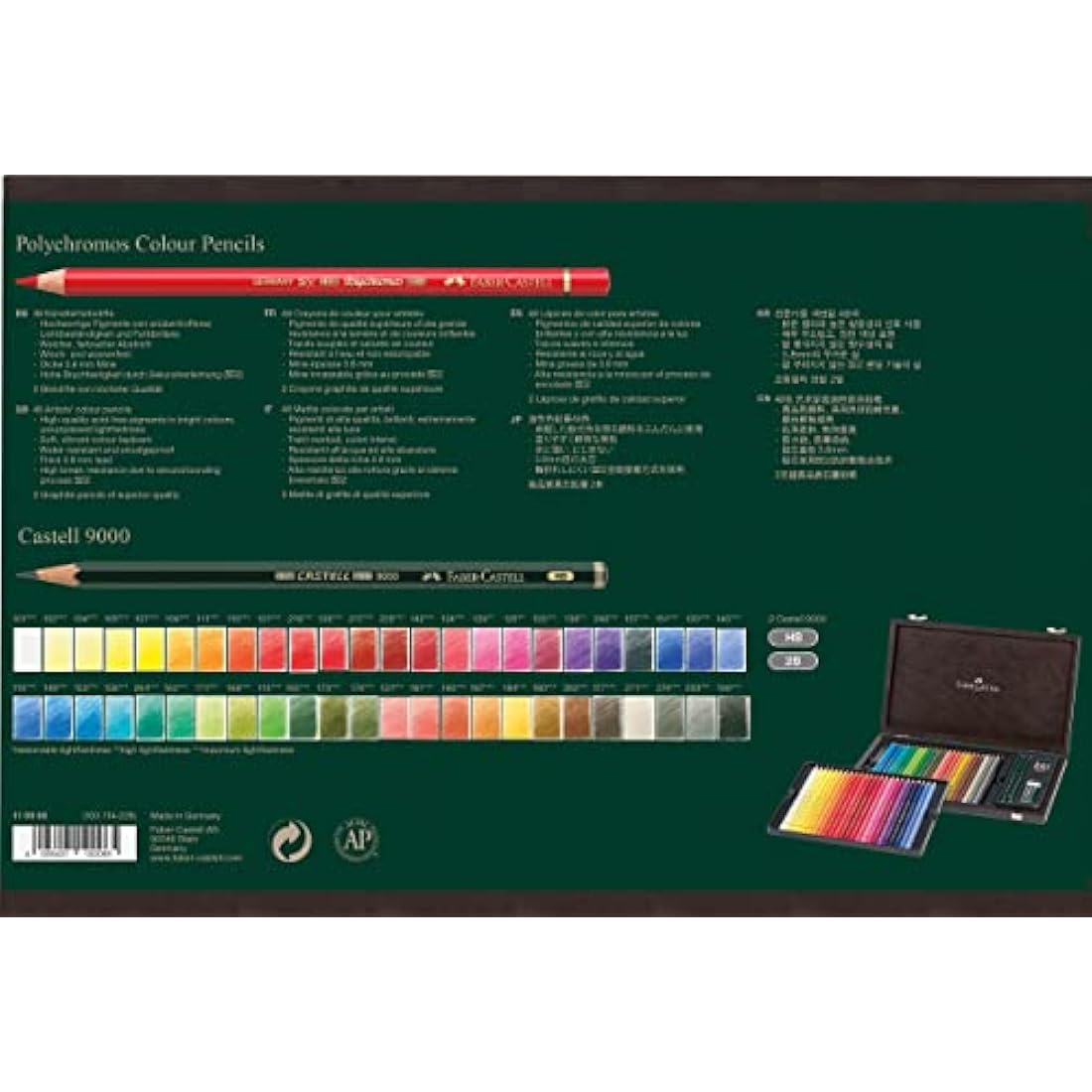 Faber-Castell Art & Graphic Polychromos Colour Pencil, Multicoloured, Wooden Case Of 48, For Art, Craft, Drawing, Sketching, Home, School, University, Colouring