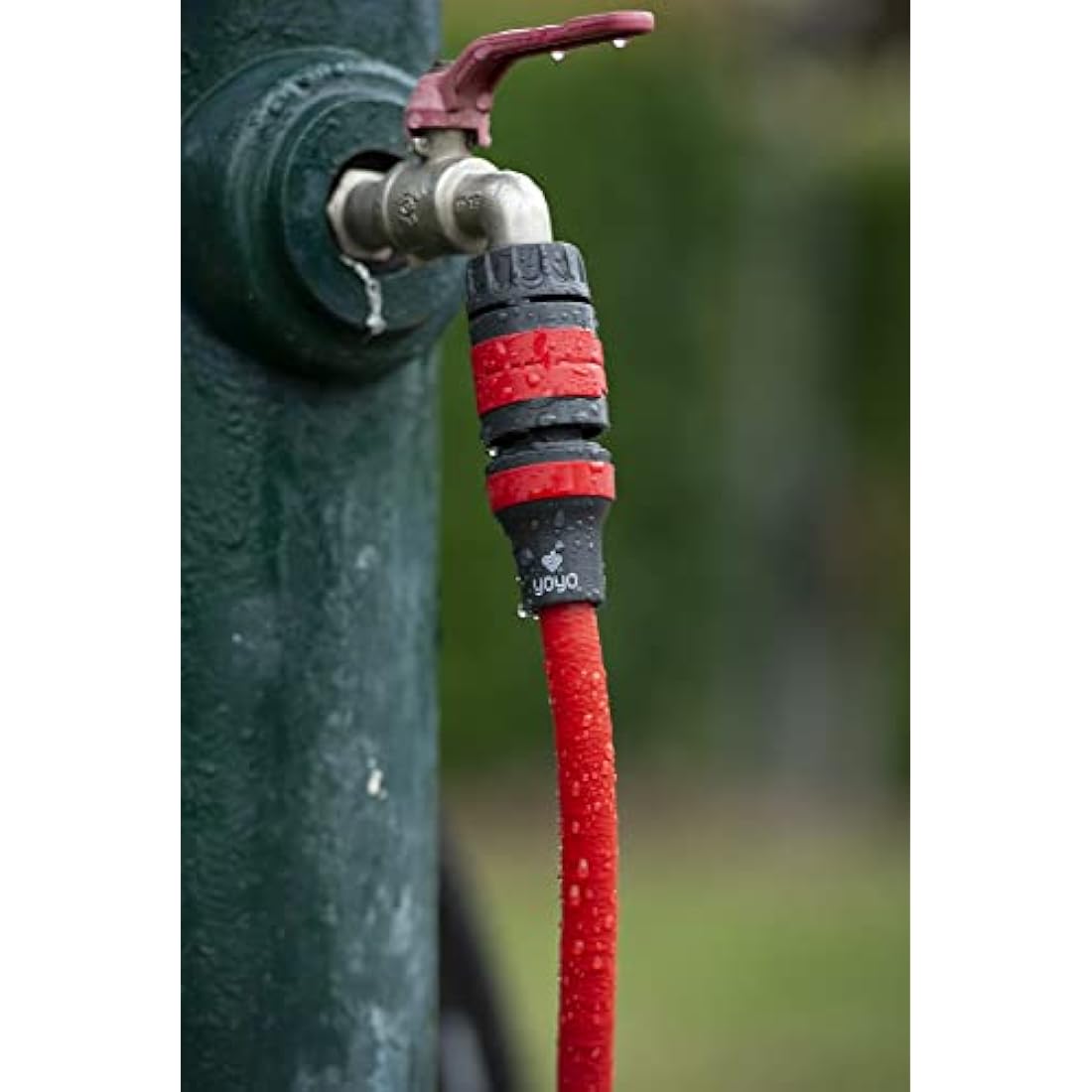 FITT YOYO 30 m, Extendable and Flexible Garden Water Hose Pipe with Multi-Function Spray Gun, Red