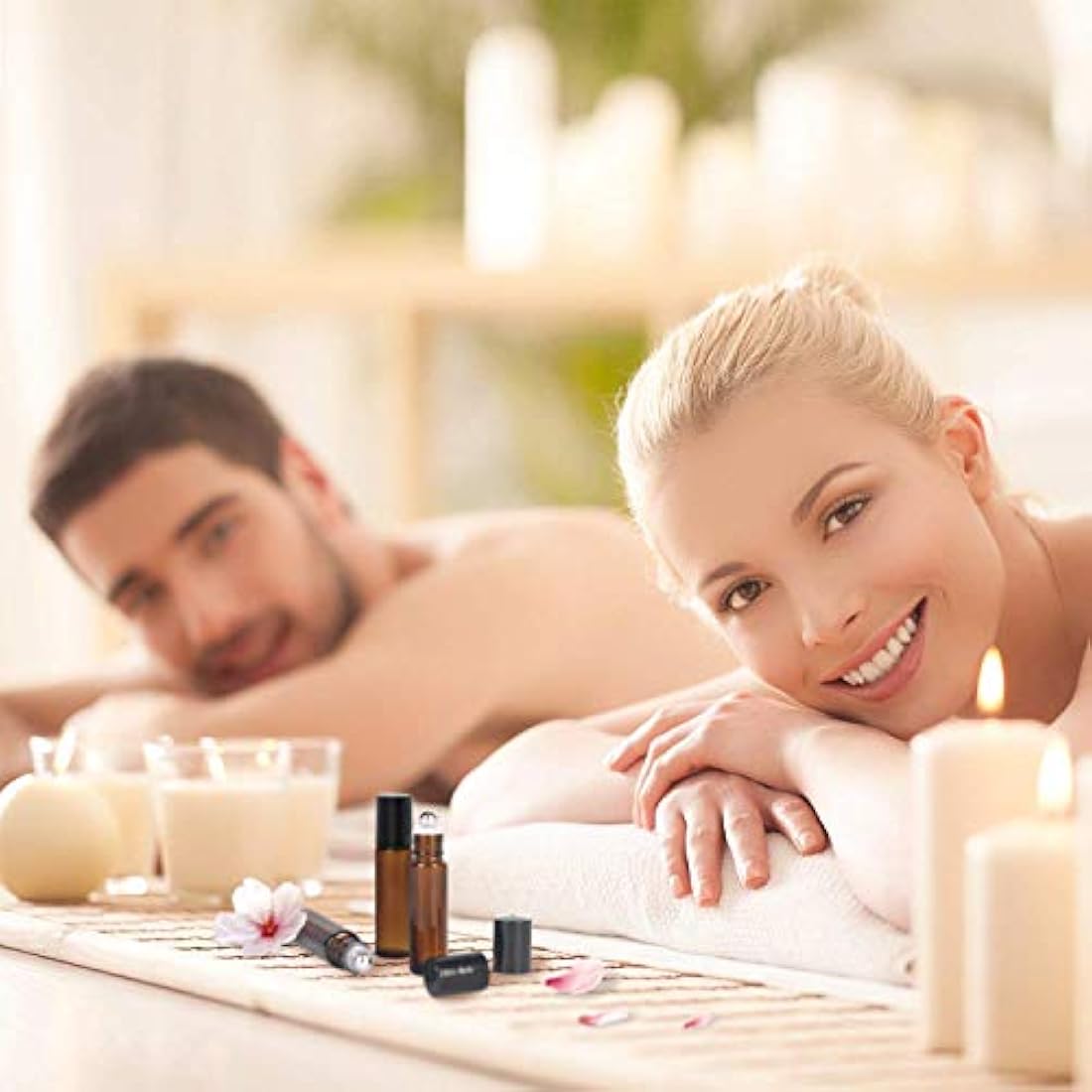 JamHooDirect 10Pcs, 10Ml Essential Oils Roll on Bottles Travel Refillable Amber Glass Roller Bottles with Stainless Steel Roller Balls, (Includes 1 Bottle Opener & 12Pcs Label)