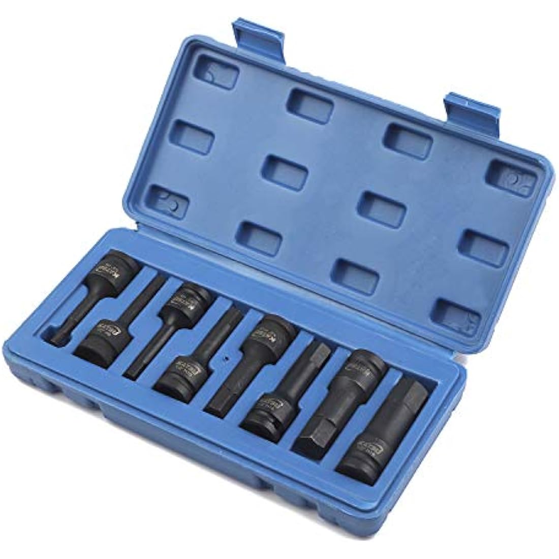 KATSU 1/2 Inch Drive Hex Allen Deep Impact Socket Set 8PCs 5-19mm Heavy Duty Metric Socket Bits, High Grade Chrome-Moly Steel, Automotive Trucks Tractors Engines Repairing Tool 420410