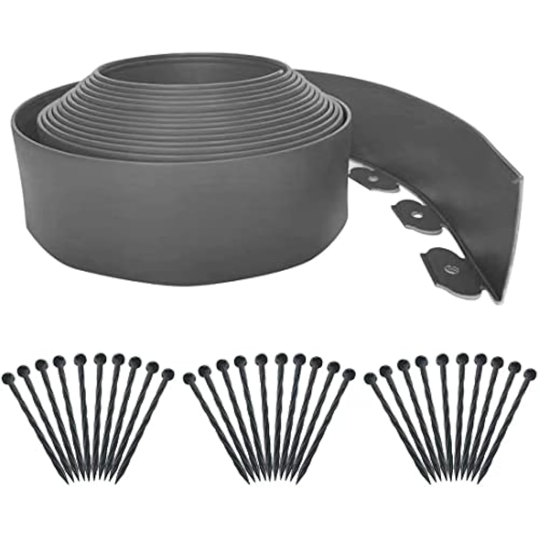 Flexible Garden Edging Borders 10m,Landscape Edging [Extra Tall 10cm High]with 30pcs Stakes, No Dig Garden Border Lawn Edging Mini Plastic Fence for Flowerbeds,Grass-Grey