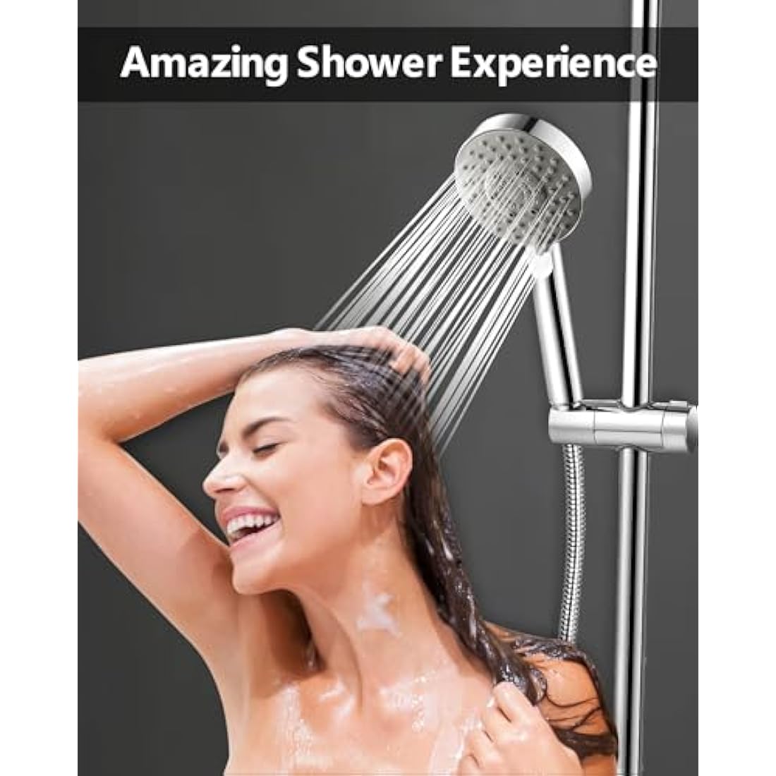 Shower Head and Hose 2M, Magichome Shower Head High Pressure with 5 Spray Modes, Turbocharged Design Power Showerhead for Low Water Pressure