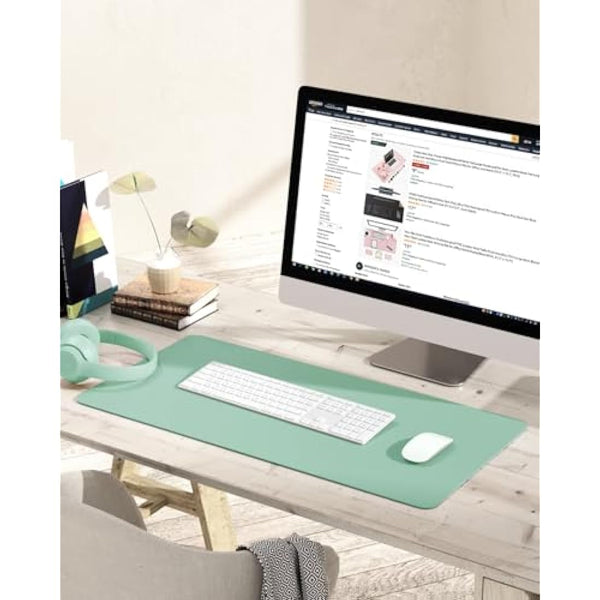 YSAGi Non-Slip Desk Pad, Waterproof PVC Leather Desk Table Protector, Ultra Thin Large Mouse Pad, Easy Clean Laptop Desk Writing Mat for Office Work/Home/Decor (80 x 40 cm, Light Green)